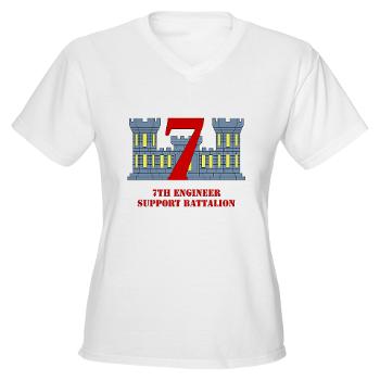 7ESB - A01 - 04 - 7th Engineer Support Battalion with Text - Women's V-Neck T-Shirt